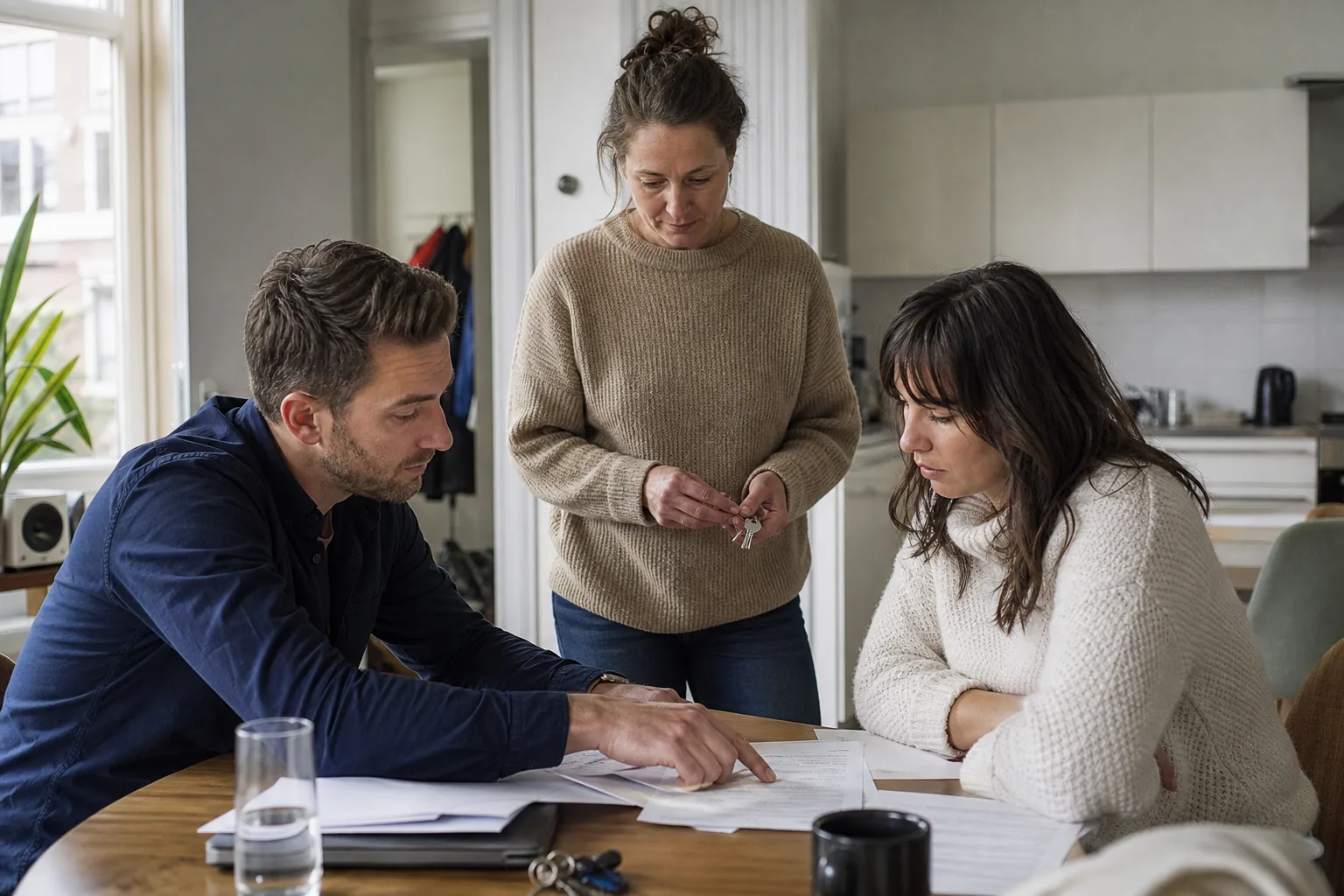 Een Nederlandse woning met sleutels en papieren. Beeld bij het artikel: Hoe reken je een complex af waarin huurders en eigenaren onder hetzelfde dak zitten?